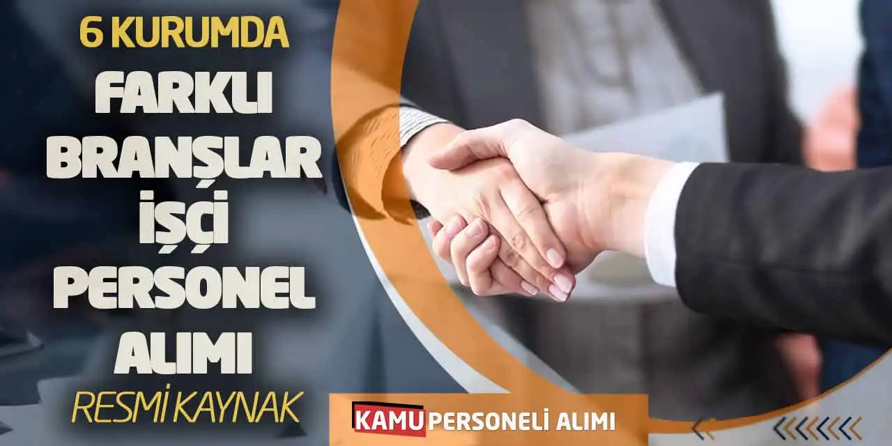 6 Kurumda Farklı Branşlar İşçi-Personel Alımı: Resmi Kaynak