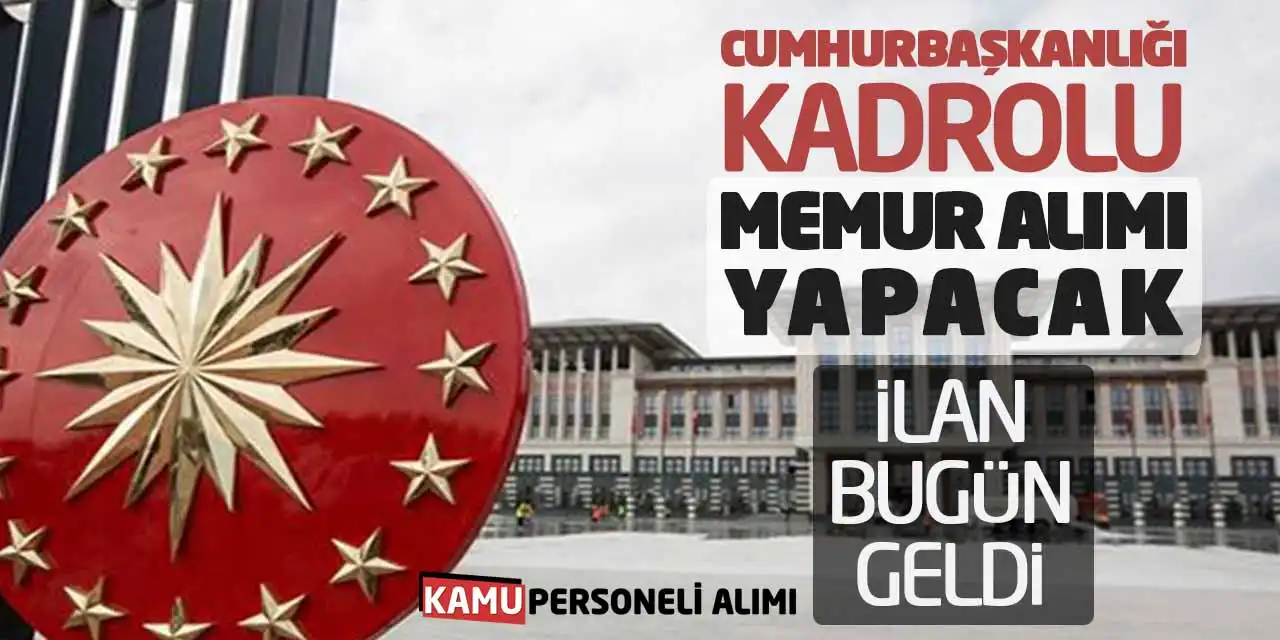 Cumhurbaşkanlığı Kadrolu Memur Alımı Yapacak! İlan Bugün Geldi
