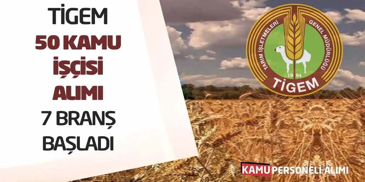 TİGEM 50 Kamu İşçisi Alımı: 7 Branş Başvurular Başladı