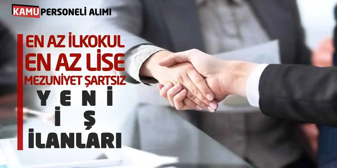 En Az İlkokul-En Az Lise Mezuniyet Şartsız Yeni İş İlanları