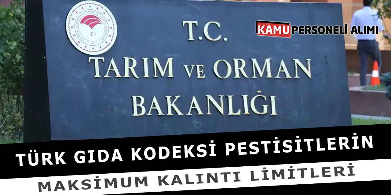 Türk Gıda Kodeksi Pestisitlerin Maksimum Kalıntı Limitleri