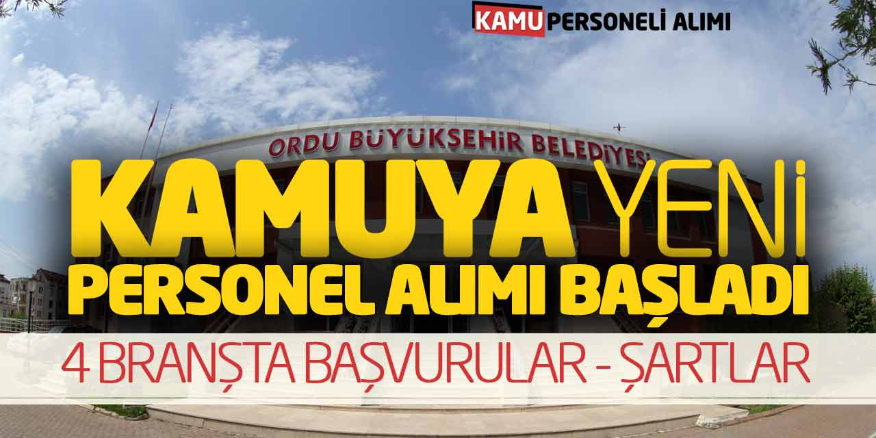Kamuya Yeni Personel Alımı Başladı! 4 Branşta Başvurular - Şartlar
