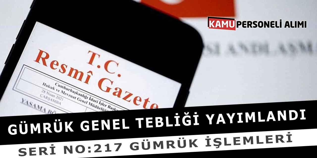 Gümrük Genel Tebliği Yayımlandı Seri No:217 Gümrük İşlemleri