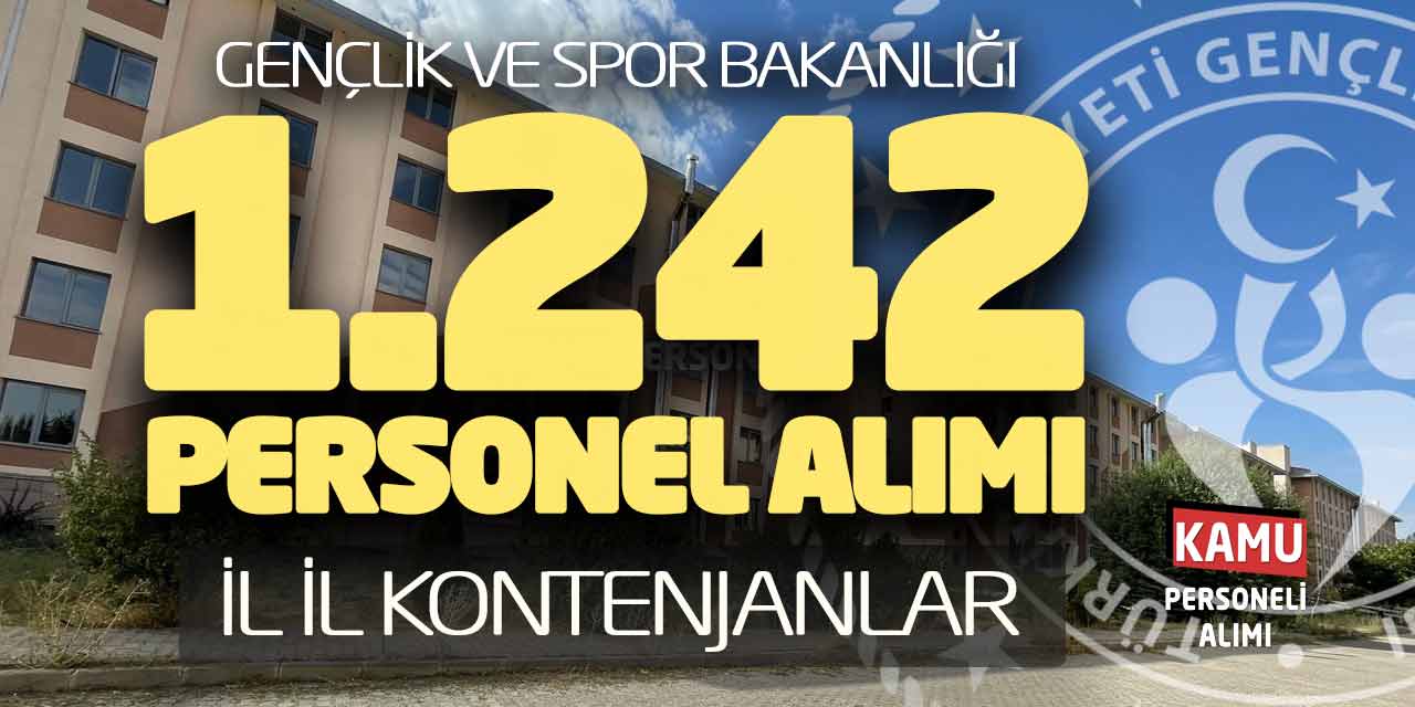 Gençlik ve Spor Bakanlığı 1.242 Personel Alımı! İl İl Kontenjanlar