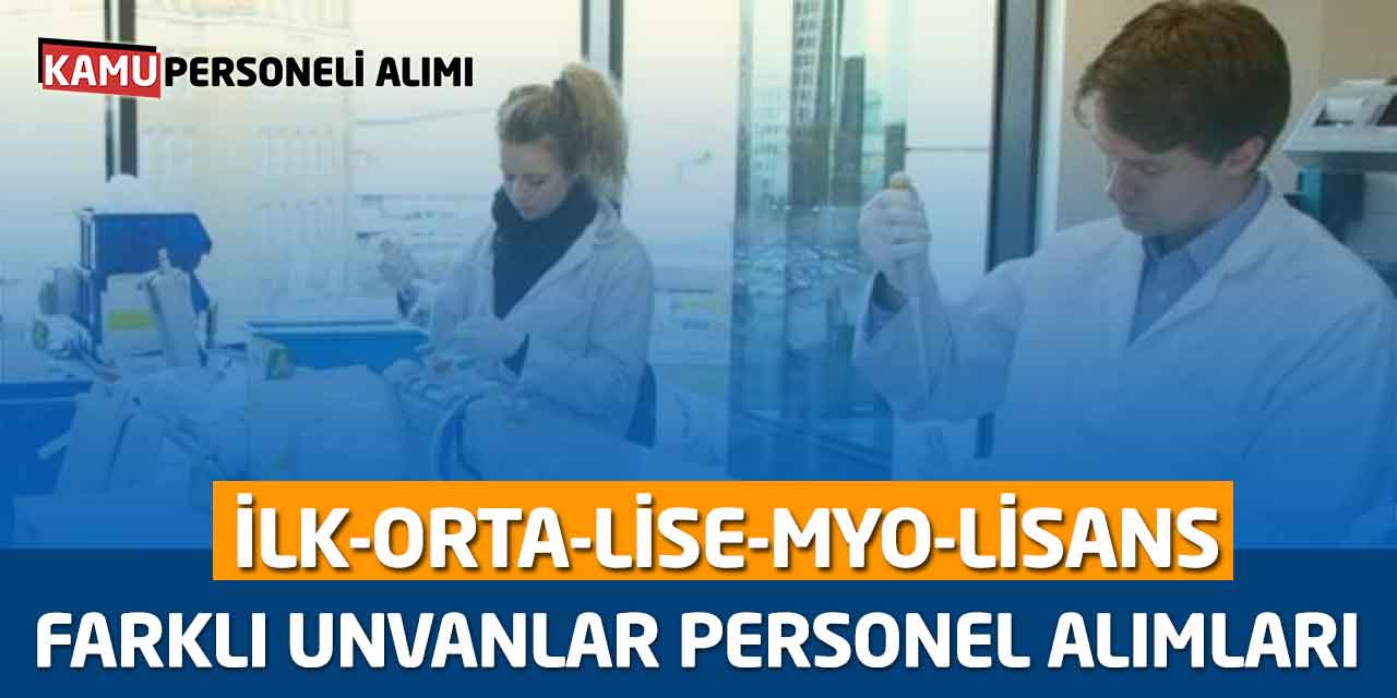 Farklı Unvanlar İlk-Orta-Lise-MYO-Lisans Personel Alımları