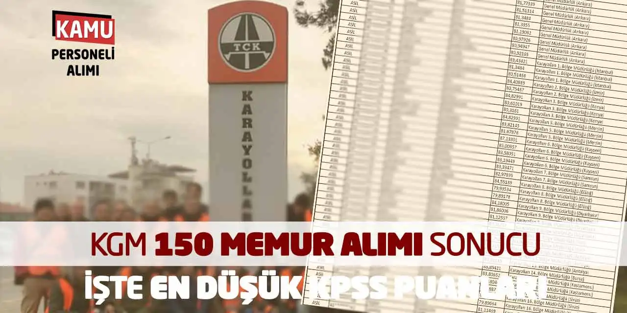 KGM 150 Memur Alımı Sonucu: İşte En Düşük KPSS Puanları