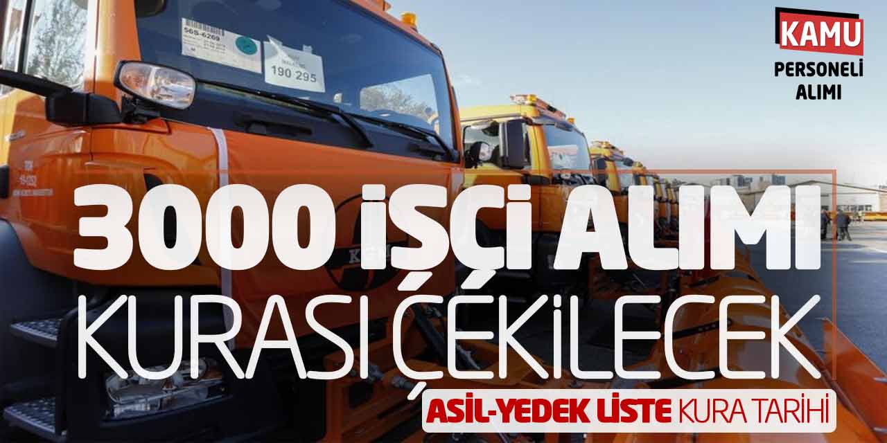 Karayolları 3.000 İşçi Alımı Kurası Çekilecek! Asil-Yedek Liste (Kura Tarihi)