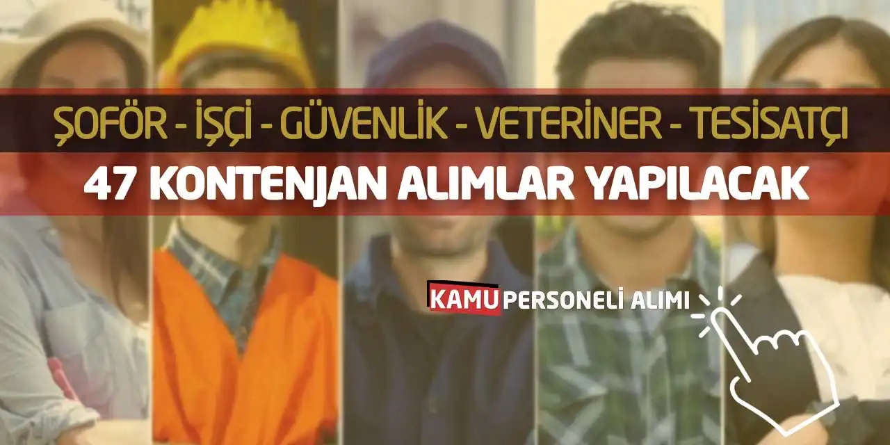 47 Şoför İşçi Güvenlik Veteriner Tesisatçı Alımları Yapılacak