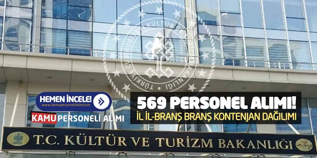 Kültür Bakanlığı 569 Personel Alımı! İl İl-Branş Branş Kontenjan Dağılımı