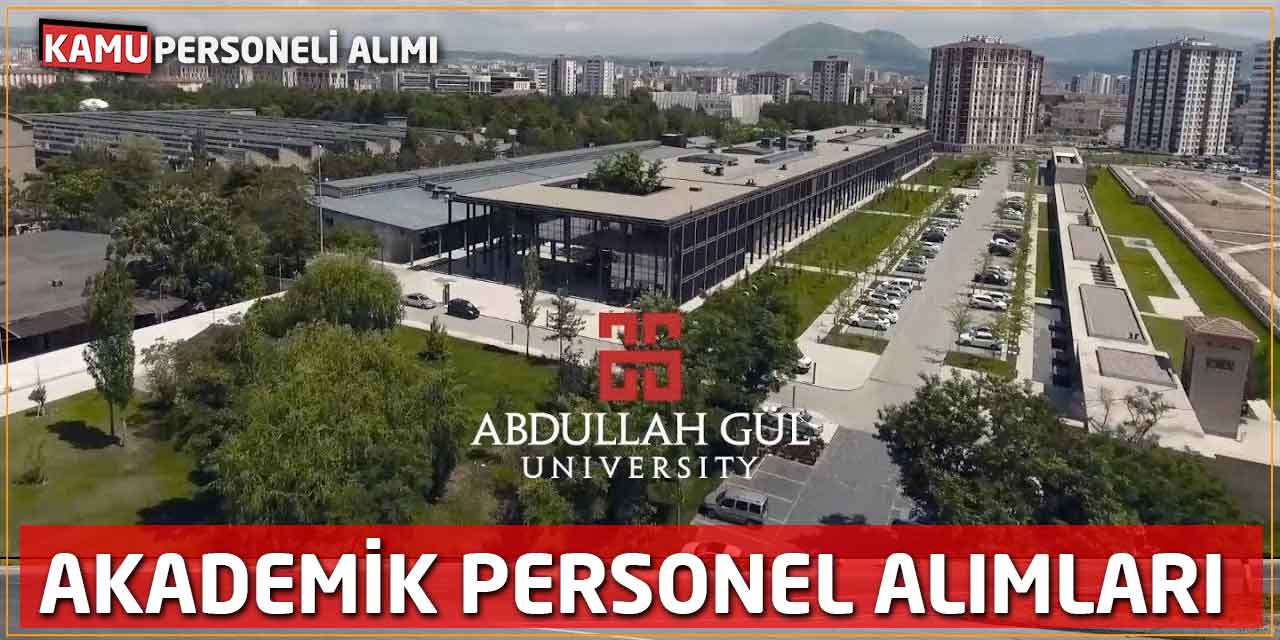 Abdullah Gül Üniversitesi'nden 4 Yeni Akademik Kadro İlanı