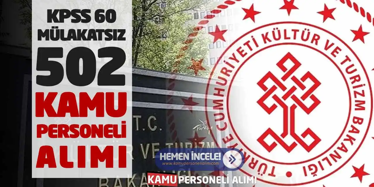 KPSS 60 Puanla Mülakatsız 502 Kamu Personeli Alımı: Kültür-Turizm Bakanlığı