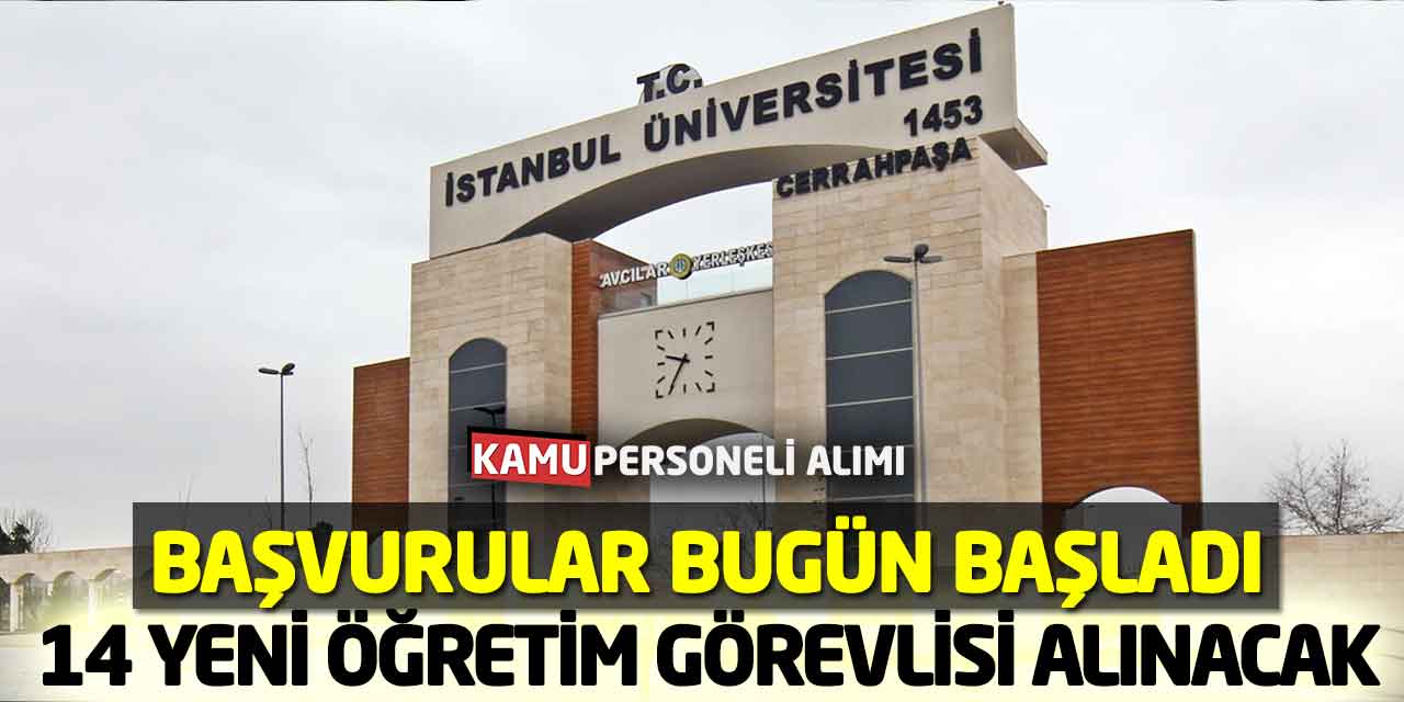 İstanbul Üniversitesi 14 Yeni Öğretim Görevlisi Alınacak