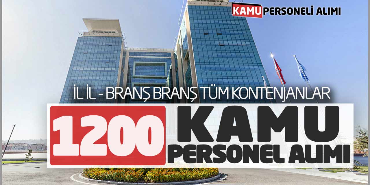 Bakanlık 1200 Kamu Personel Alımı! İl İl - Branş Branş Tüm Kontenjanlar