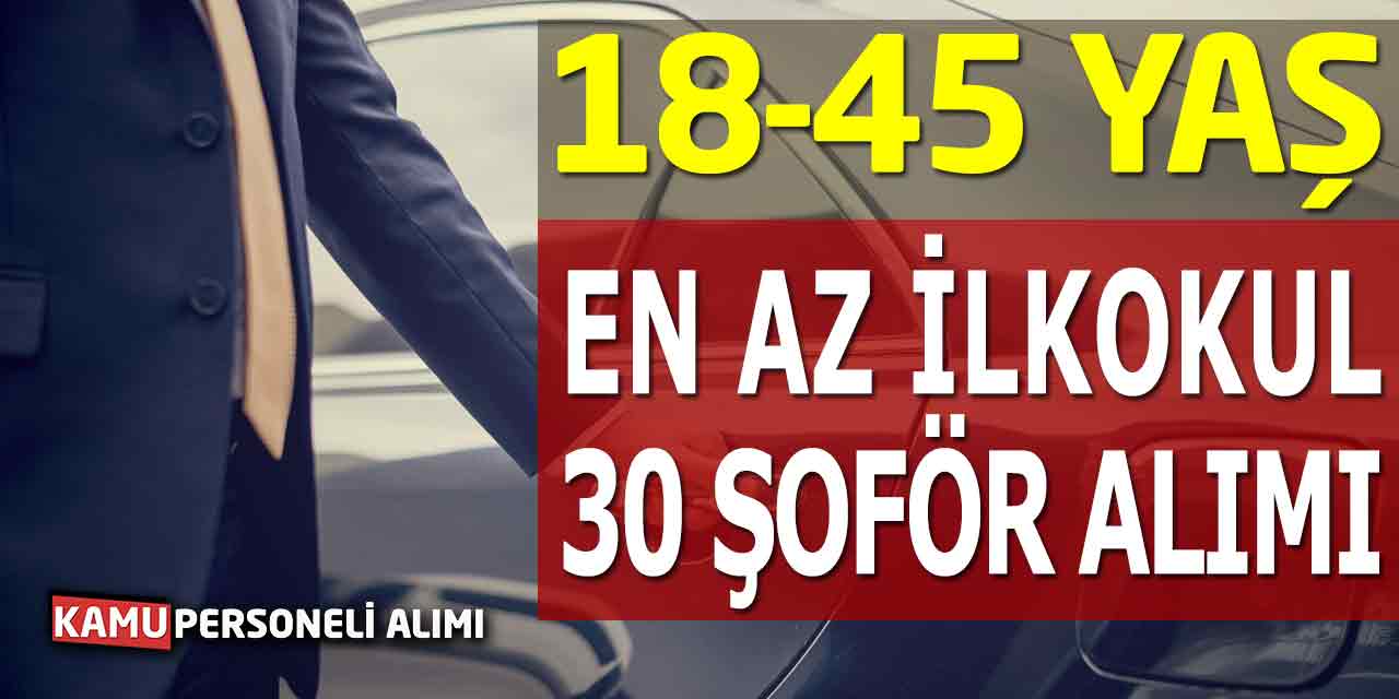 Daimi 30 Şoför Alımı Başvuruları En az İlkokul 18-45 Yaş