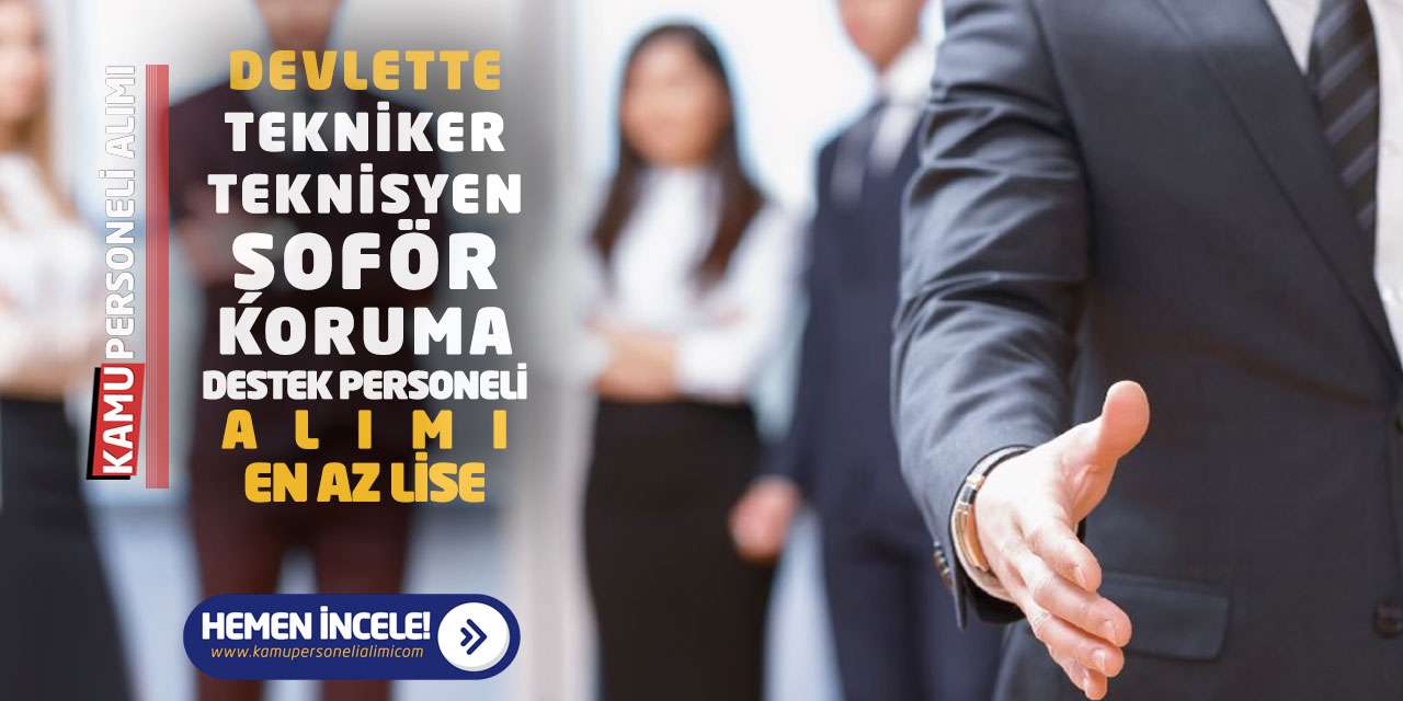 Devlette Tekniker-Teknisyen Şoför Koruma Destek Personeli Alımı: En Az Lise