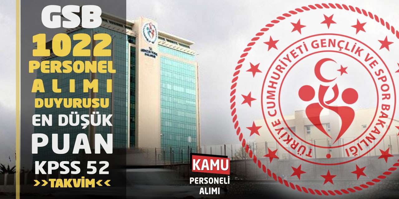 GSB 1022 Personel Alımı Duyurusu: En Düşük Puan KPSS 52-Takvim