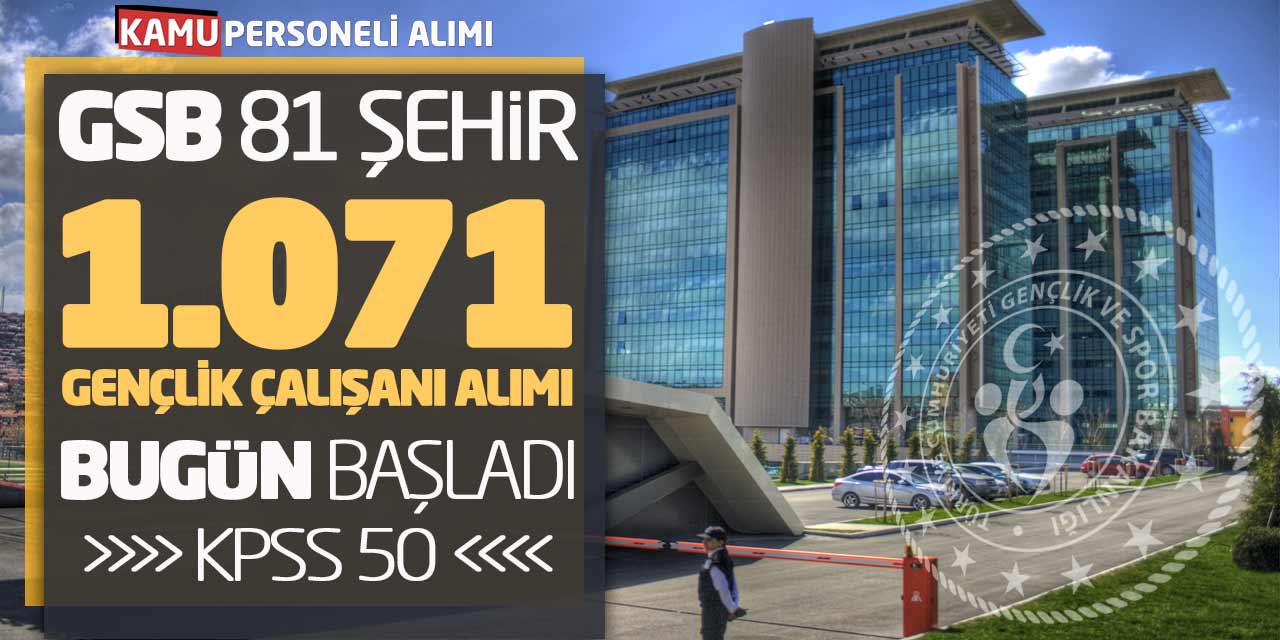 GSB 81 Şehirde 1.071 Gençlik Çalışanı Alımı Bugün Başladı! KPSS 50