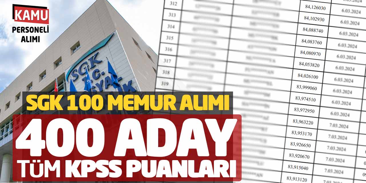 SGK 100 Memur Alımı Duyurusu! 400 Aday Tüm KPSS Puanları Açıklandı