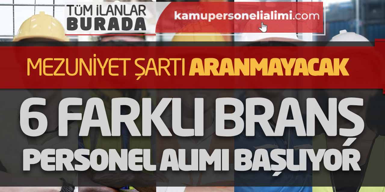 Mezuniyet Şartı Aranmayacak! 6 Farklı Branşta Personel Alımı Başlıyor