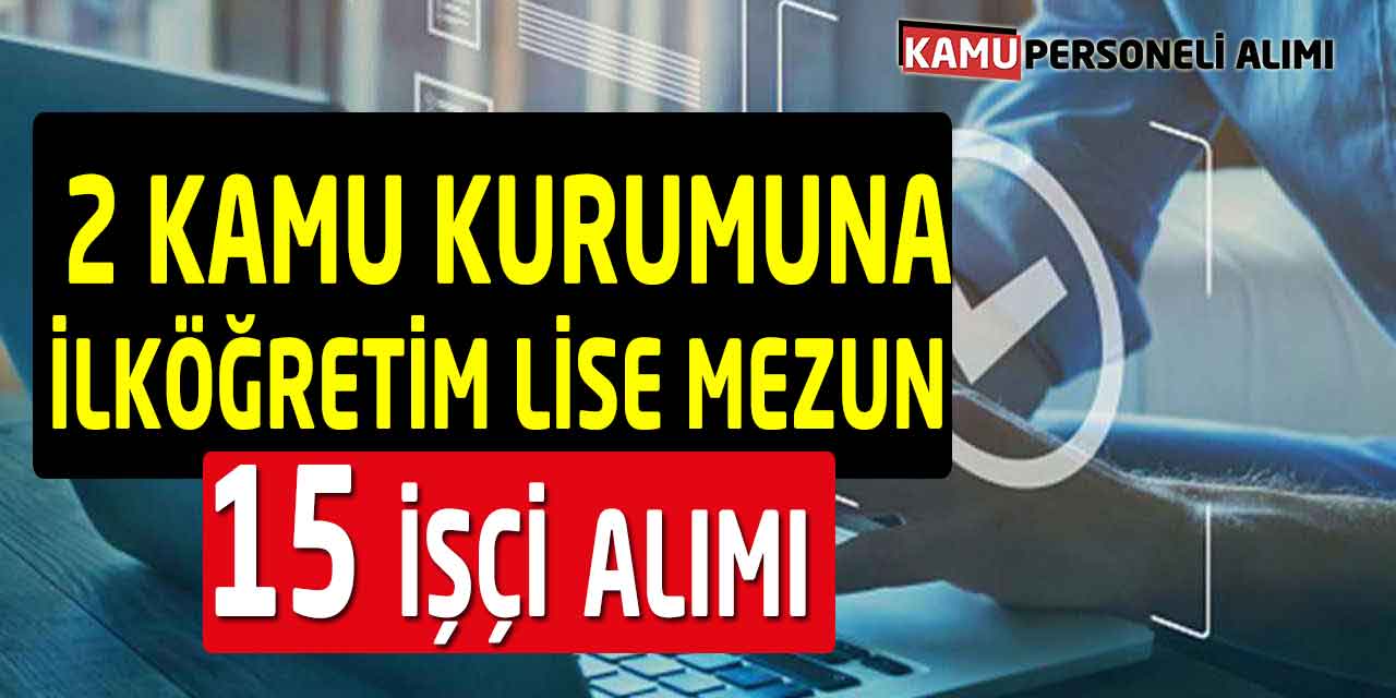 2 Kamu Kurumuna İlköğretim ve Lise Mezunu Daimi İşçi Alımları