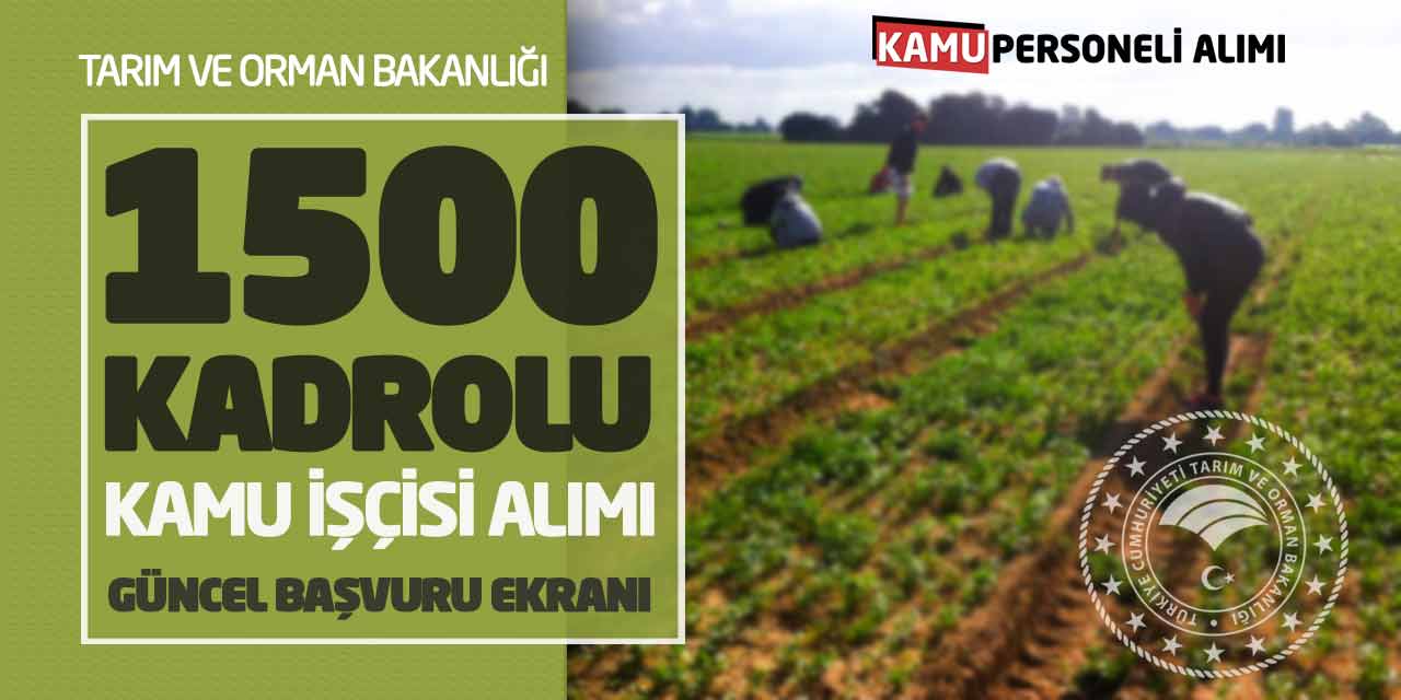 Tarım Bakanlığı 1500 Kadrolu Kamu İşçisi Alımı! Güncel Başvuru Ekranı