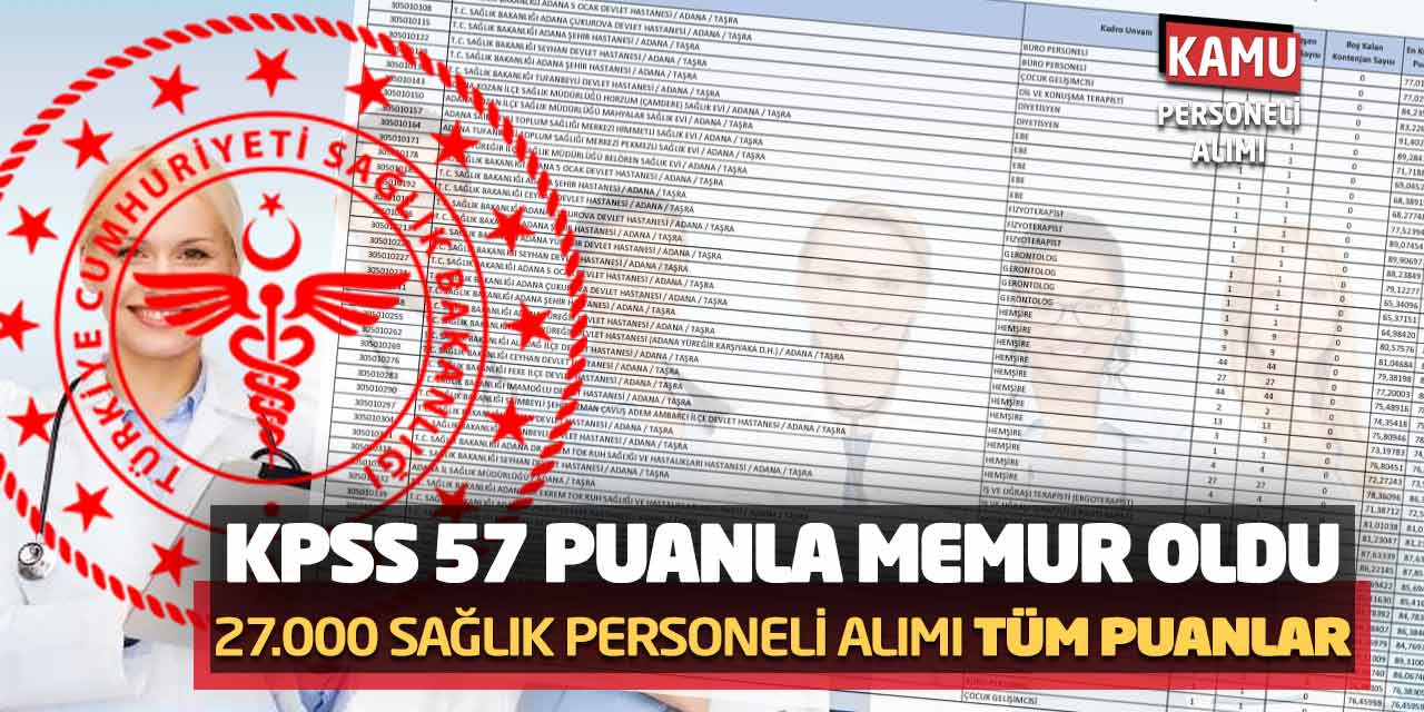 KPSS 57 Puanla Memur Oldu! 27.000 Sağlık Personeli Alımı Tüm Puanlar