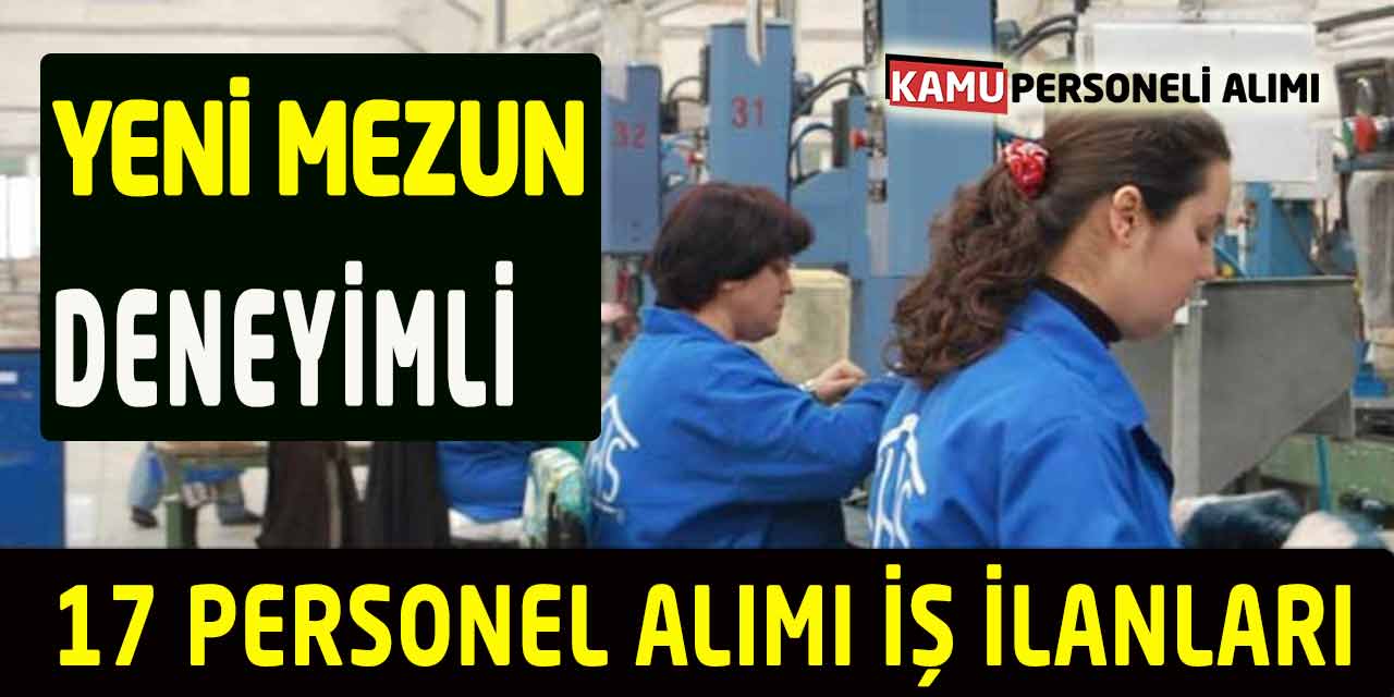 Yeni Mezun veya Deneyimli 17 Personel Alımı İş İlanları