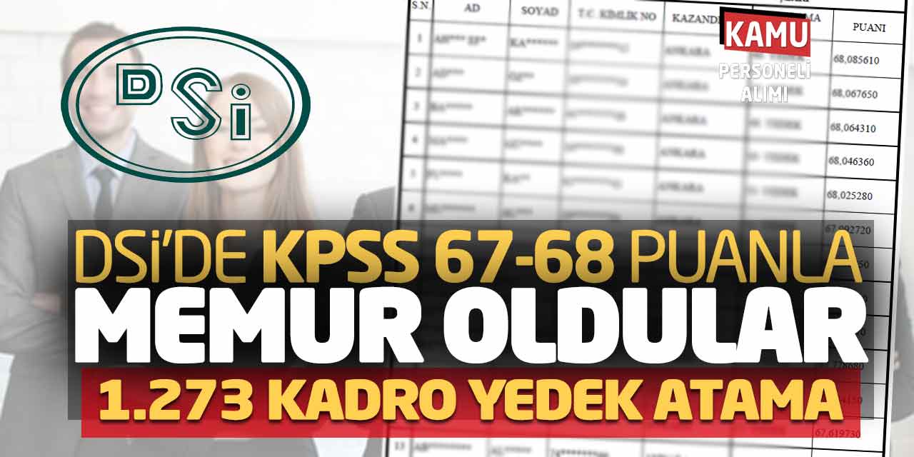 DSİ'de KPSS 67 68 Puanlarla Memur Oldular! 1273 Kadro Yedek Atama