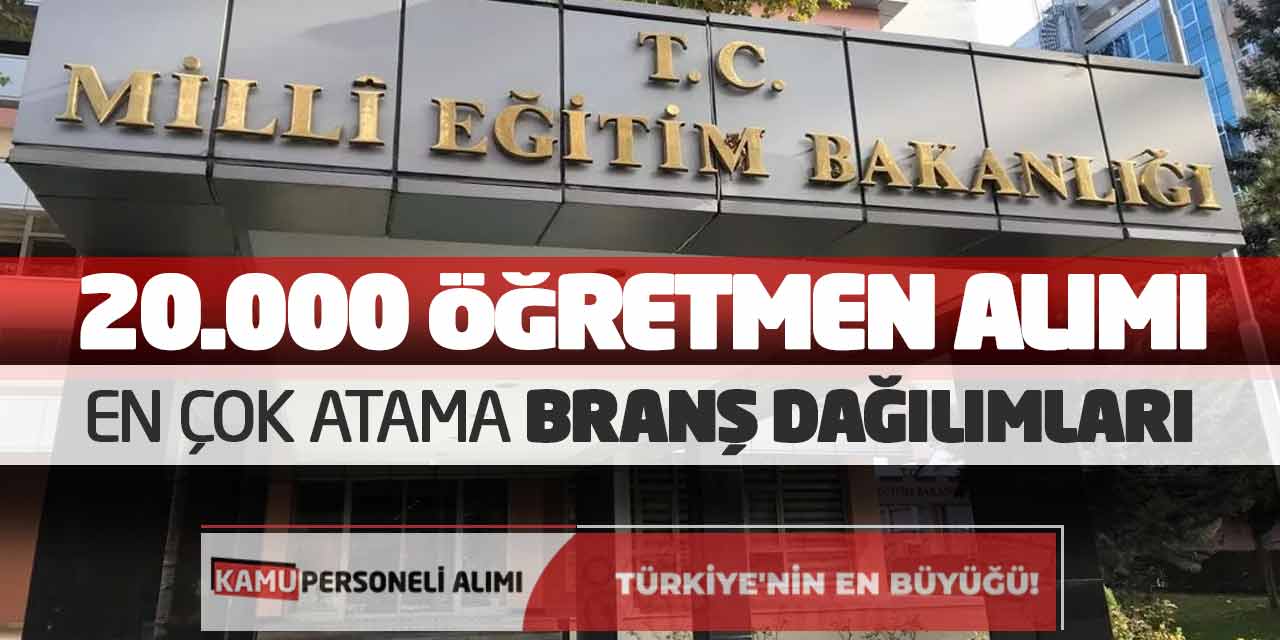 MEB 20.000 Öğretmen Alımı Yapılacak! En Çok Atama Branş Dağılımları