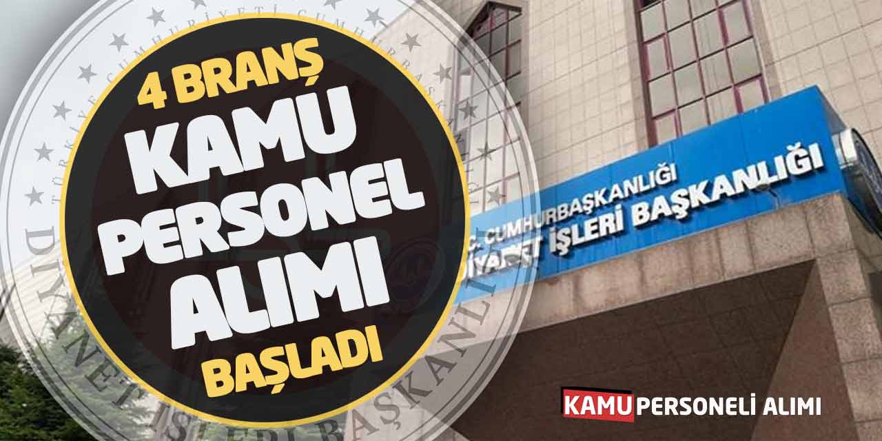 Diyanet İşleri Başkanlığı 4 Branş Kamu Personel Alımı Başladı! Naklen