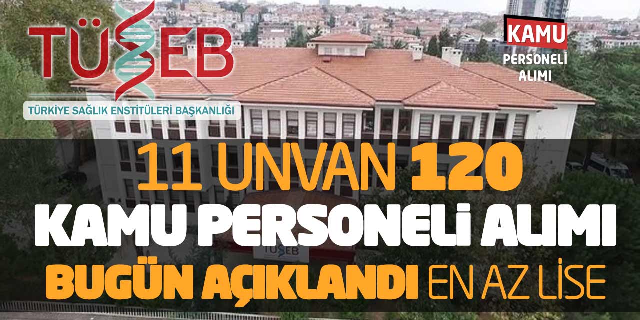 TÜSEB 11 Unvanda 120 Kamu Personeli Alımı Bugün Açıklandı (En Az Lise)