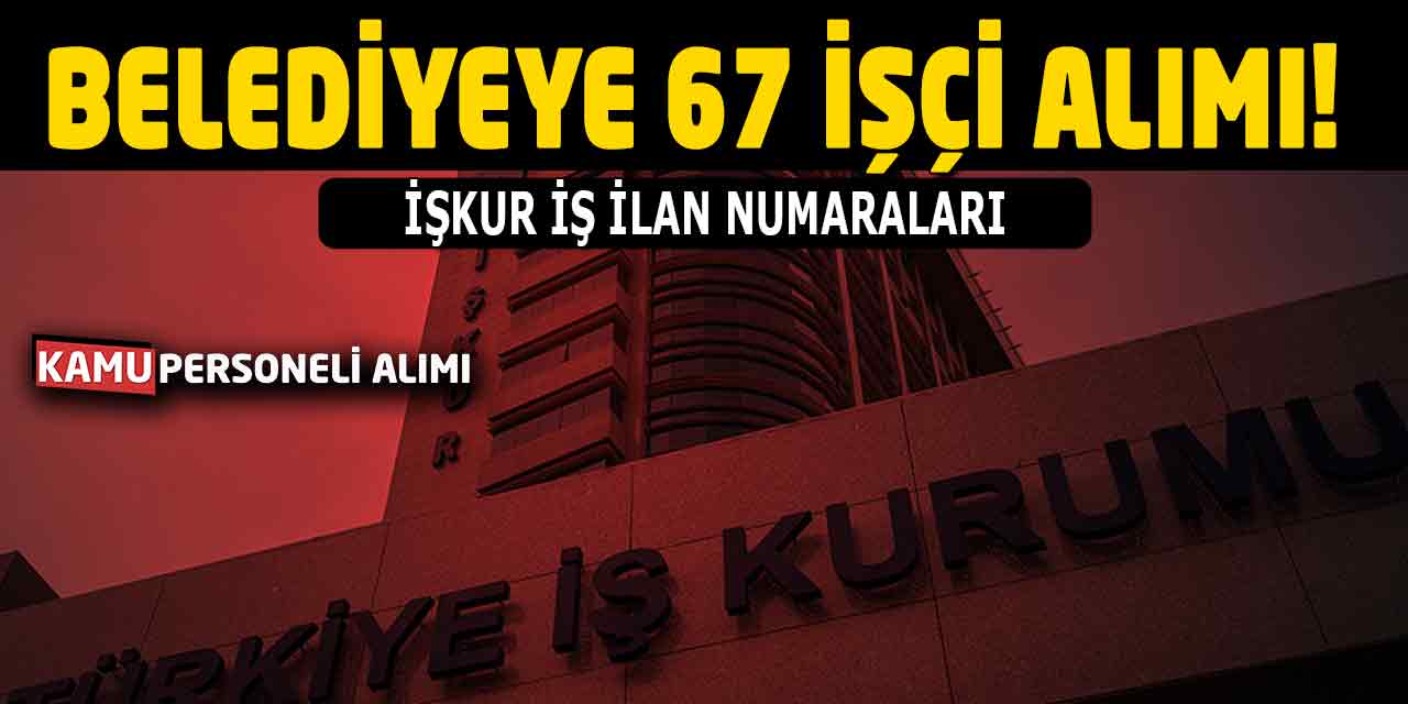 Belediyeye 67 İşçi Alımı! İŞKUR İş İlan Numaraları