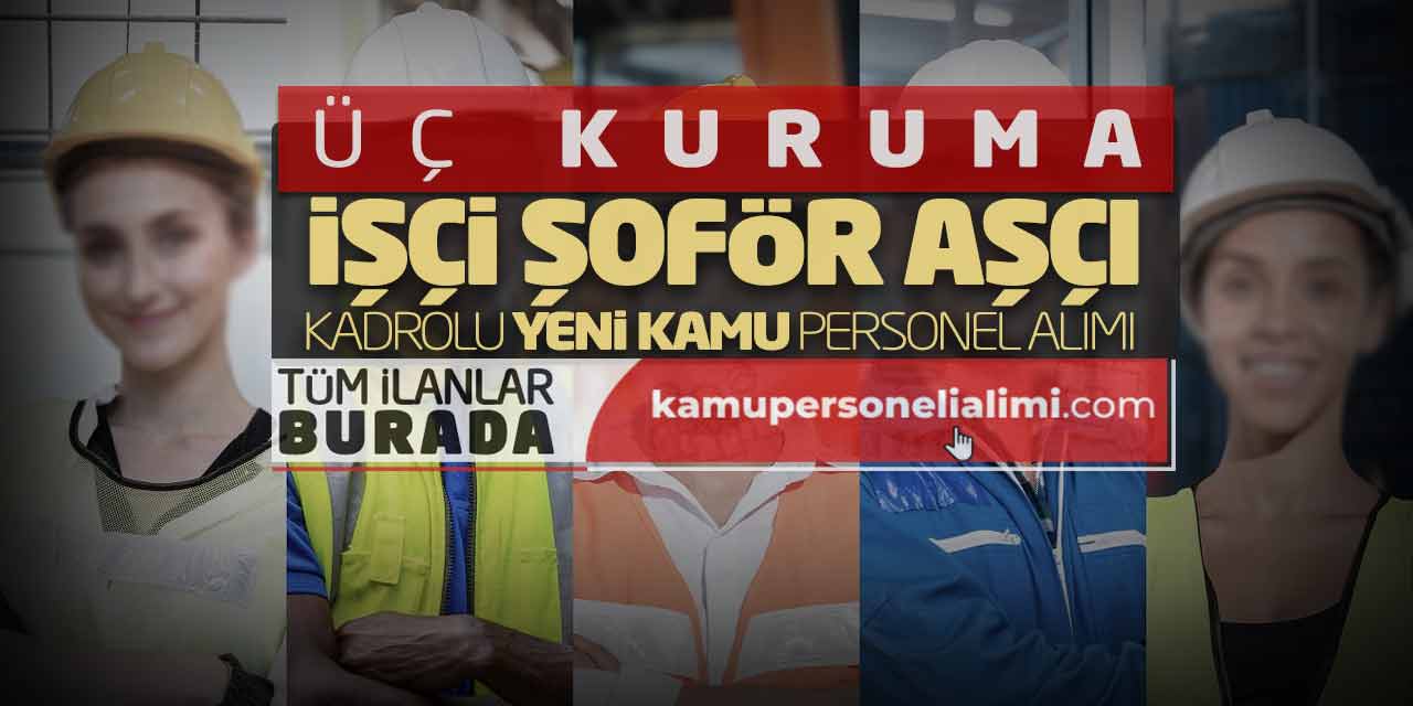 Üç Kuruma İşçi Şoför Aşçı Kadrolu Yeni Kamu Personel Alımı Başladı