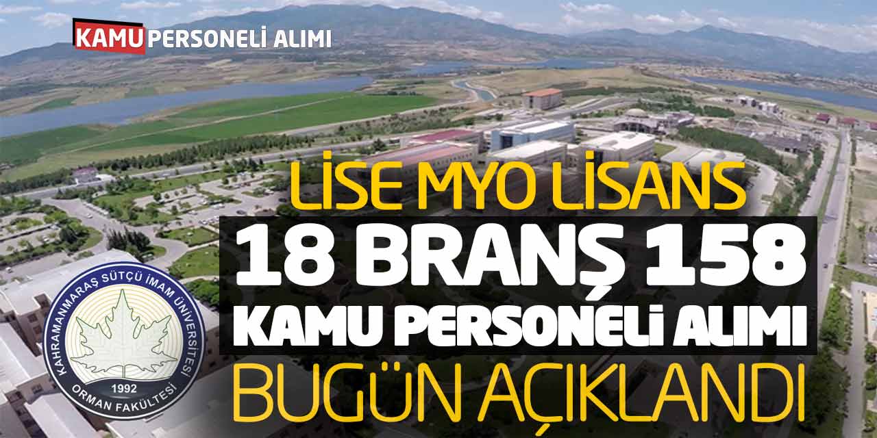 Lise Önlisans Lisans 18 Branşta 158 Yeni Kamu Personeli Alımı Bugün Açıklandı