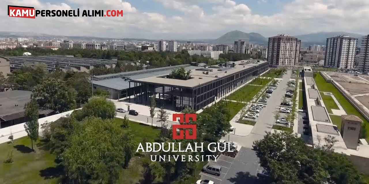 Abdullah Gül Üniversitesi 25 Sözleşmeli Personel Alımı