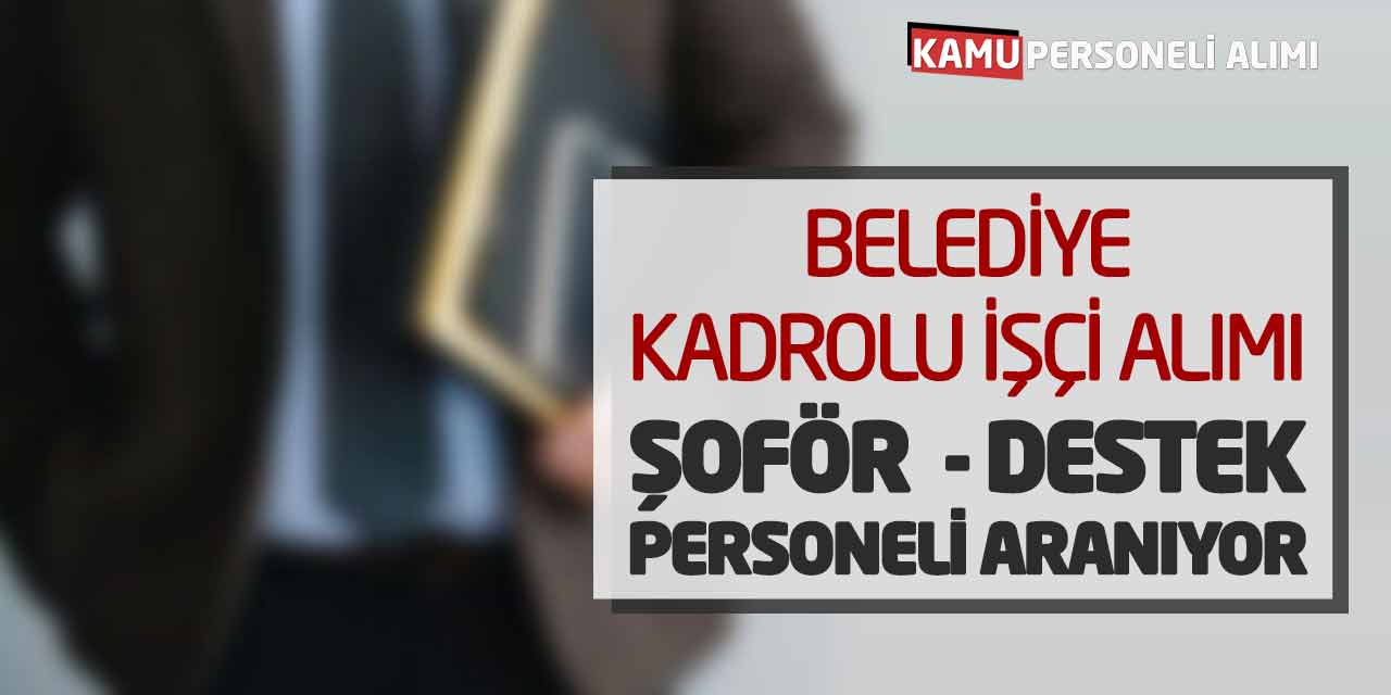 Belediye Kadrolu İşçi Alımı: Şoför  - Destek Personeli Aranıyor