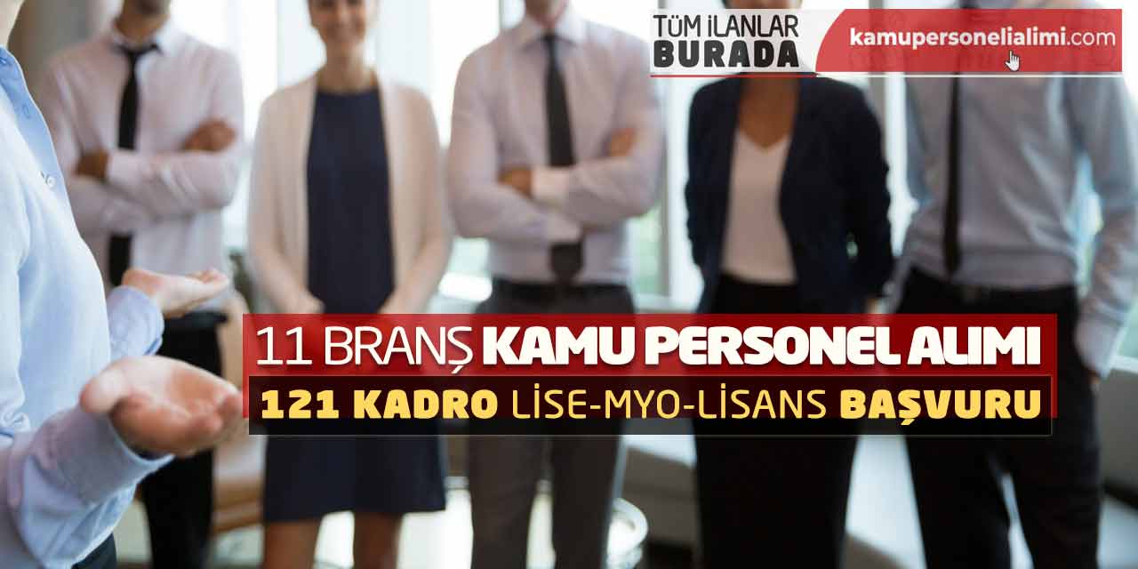 11 Branş Kamu Personel Alımı! 121 Kadro Lise-MYO-Lisans Başvuru