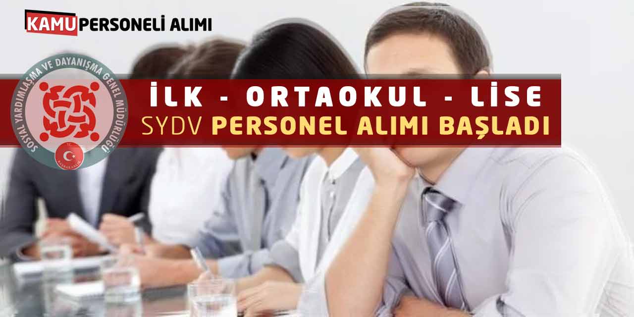 İlk, Ortaokul, Lise Mezunu: SYDV Personel Alımı Başladı