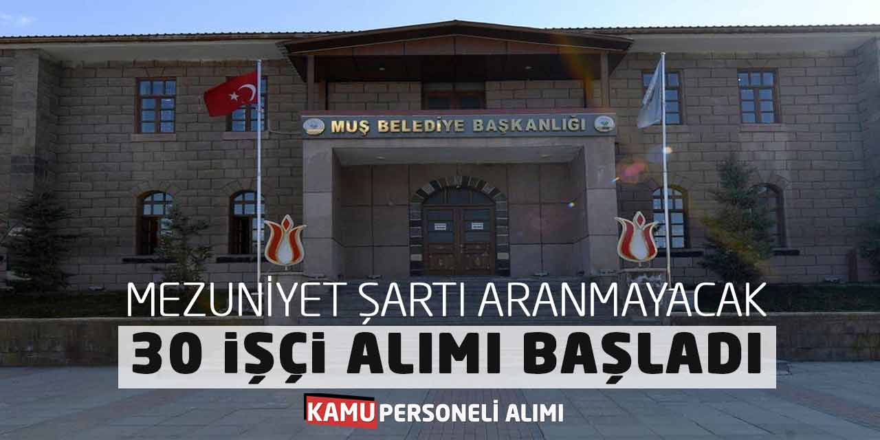 Mezuniyet Şartı Aranmayacak! 30 İşçi Personel Alımı Başvurusu Başladı