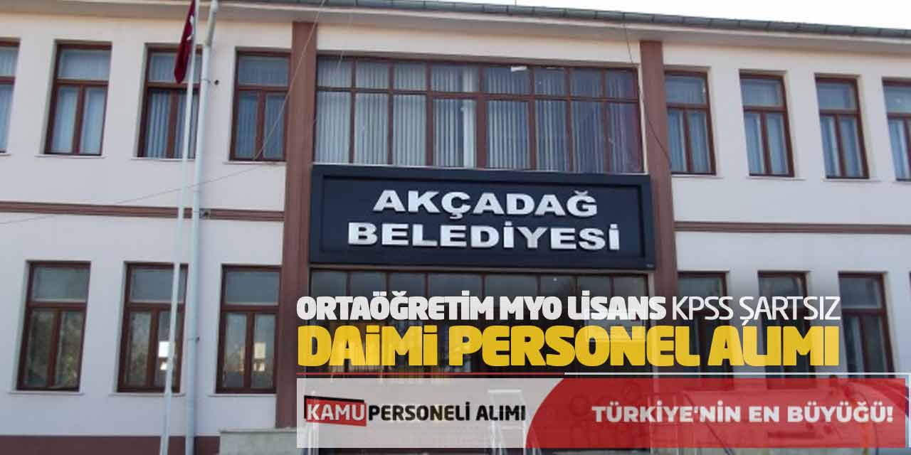 Ortaöğretim MYO Lisans KPSS Şartsız Daimi Kadro Personel Alımı