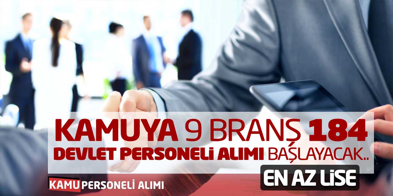 Kamuya 9 Branş 184 Devlet Personeli Alımı Başlayacak! En Az Lise