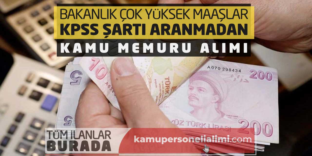 Bakanlık Çok Yüksek Maaşlar KPSS Şartı Aranmadan Kamu Memuru Alımı