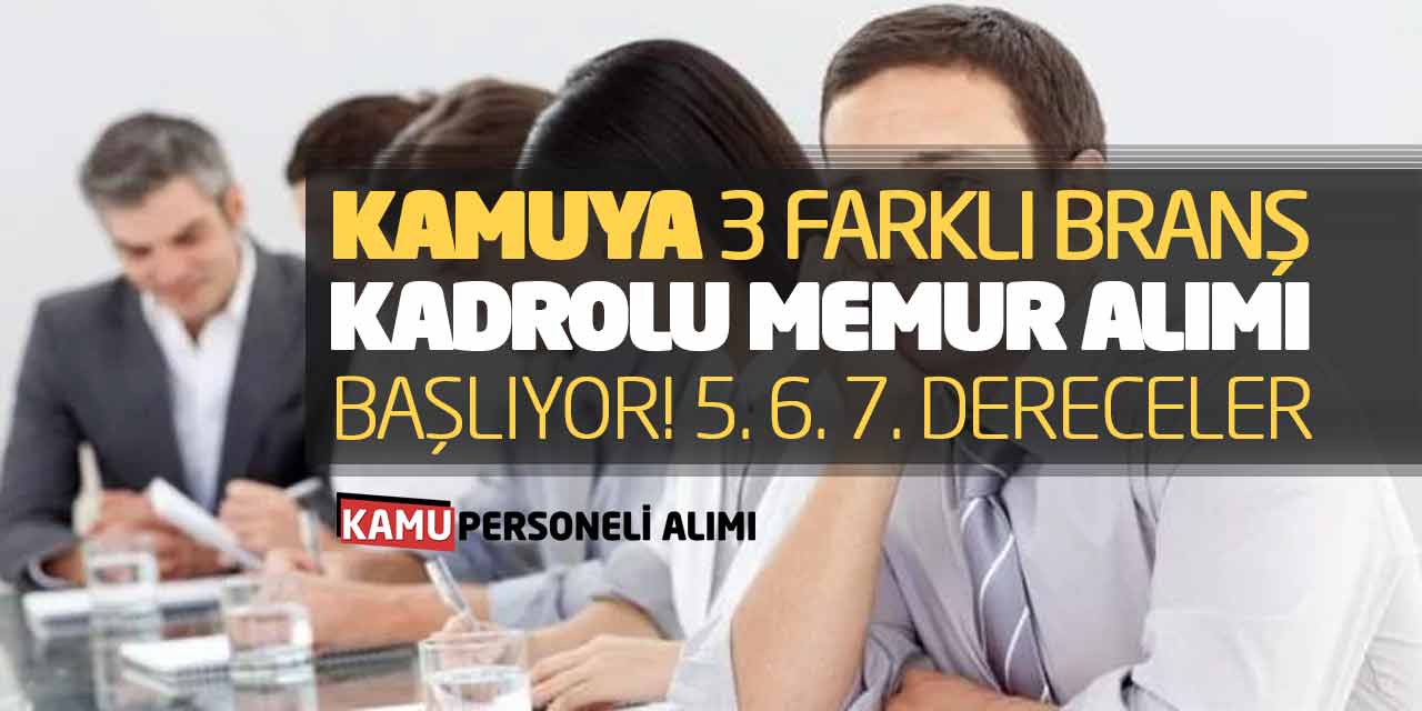 Kamuya 3 Farklı Branşta Kadrolu Memur Alımı Başlıyor! 5 6 7. Dereceler