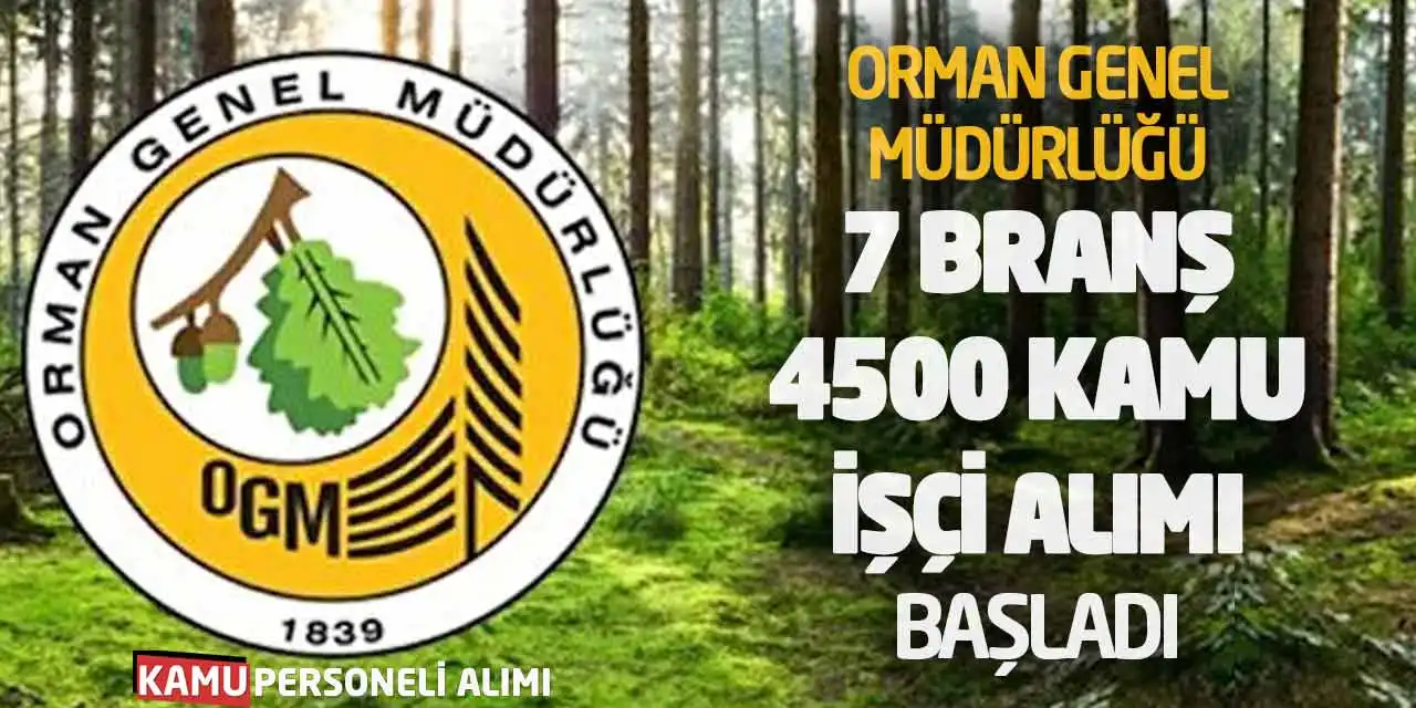 Orman Genel Müdürlüğü 7 Branş 4500 Kamu İşçi Alımı Başladı