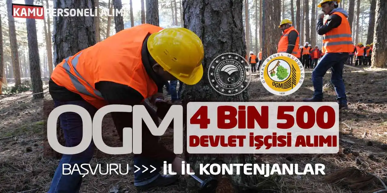 OGM 4 Bin 500 Devlet İşçisi Alımı Başvuru: İl İl Kontenjanlar