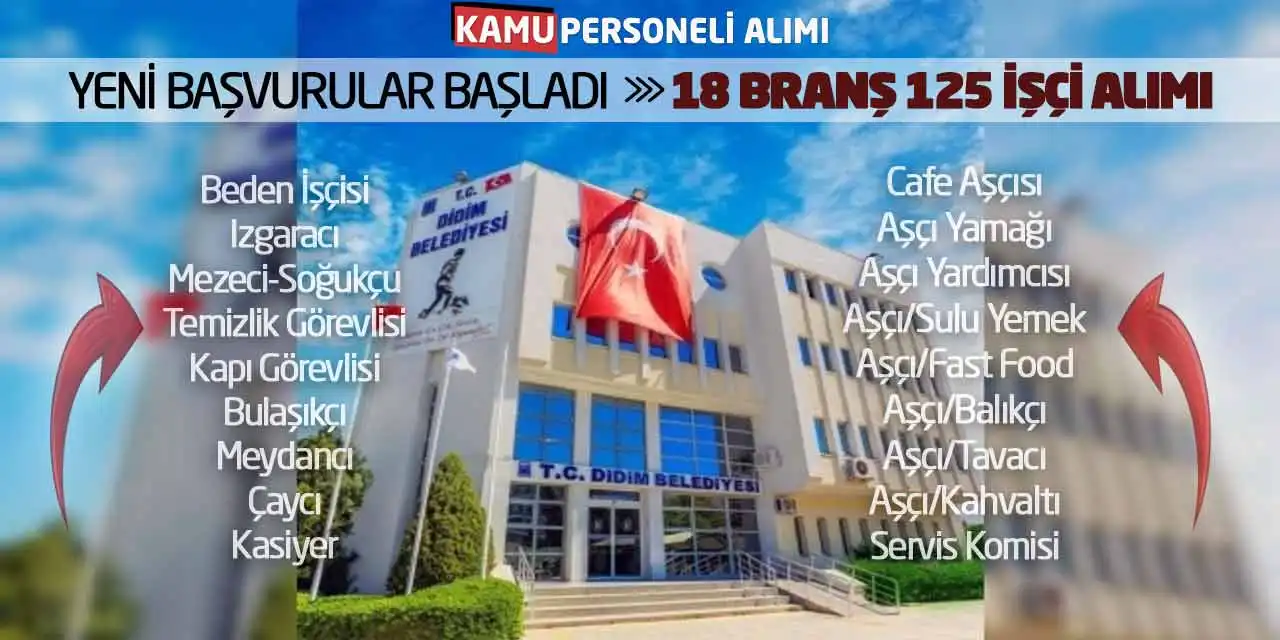 Yeni Başvurular Başladı! 18 Farklı Branştan 125 İşçi Alımı