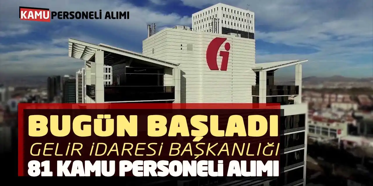 Bugün Başladı! Gelir İdaresi Başkanlığı 81 Kamu Personeli Alımı